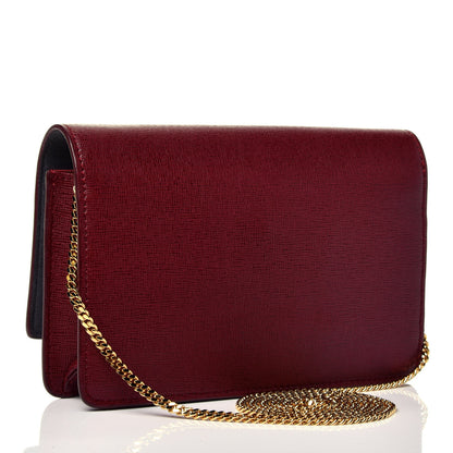 Fendi Vitello Elite Crystal Fendi Loves Monster Eyes Tube Wallet on Chain Rosso Scuro Multicolor 3 of 9