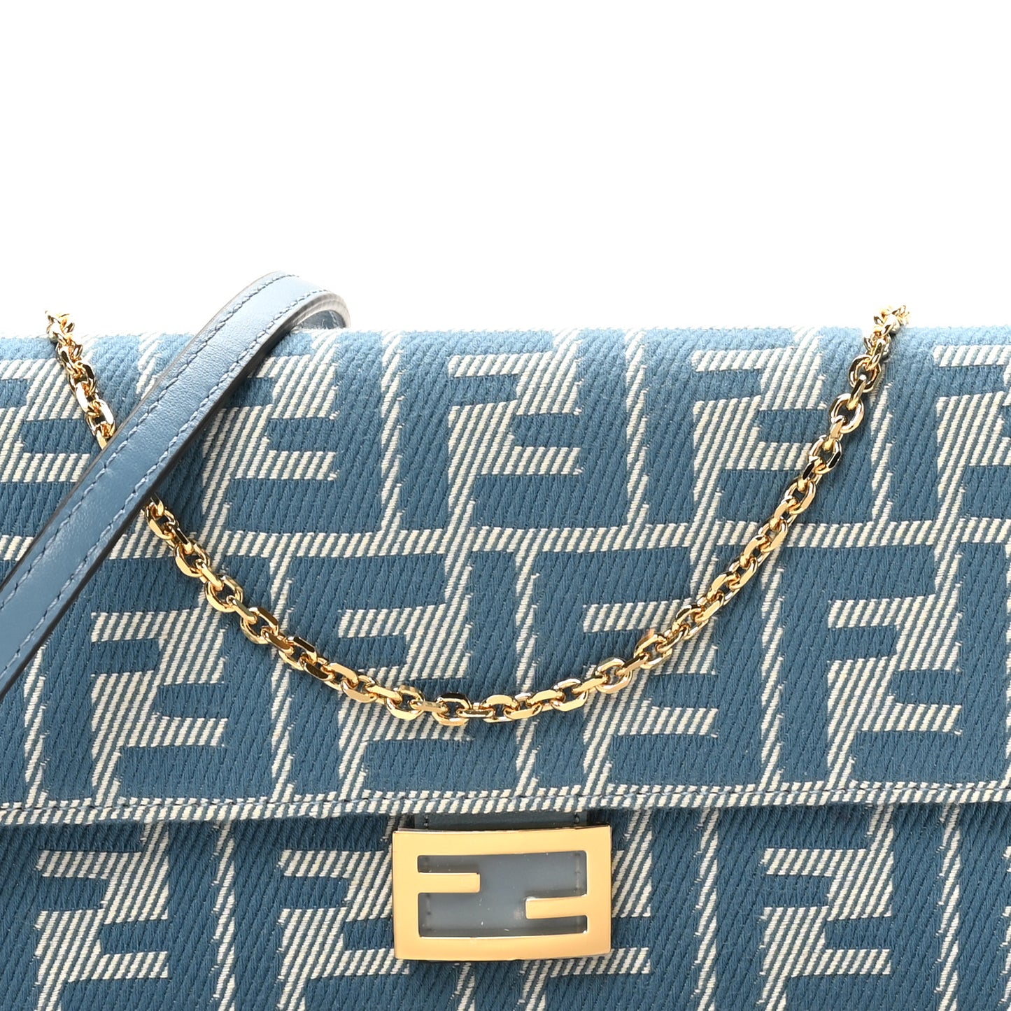 Denim FF 1974 Wallet On Chain Baguette Blue Blue White