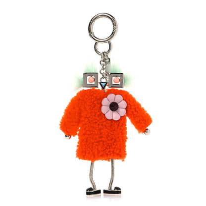 Fendi Lamb Fur Teen Witch Bag Charm Orange Multicolor 1 of 5