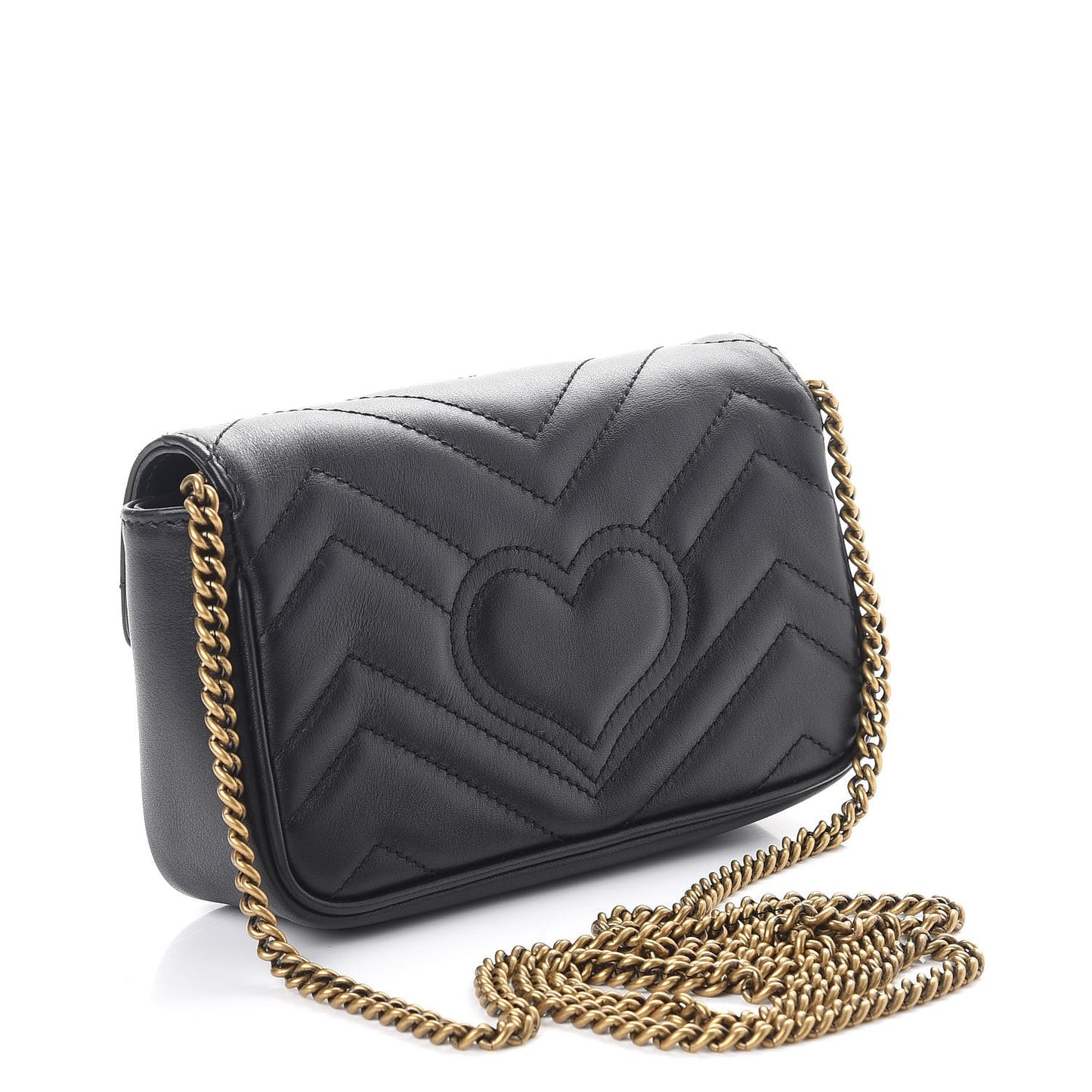 Calfskin Matelasse Super Mini GG Marmont Shoulder Bag Black