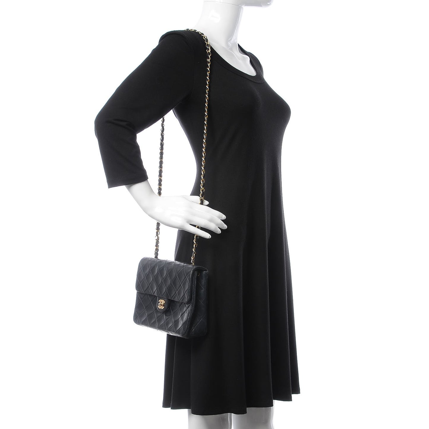 Lambskin Quilted Mini Square Flap Bag Navy