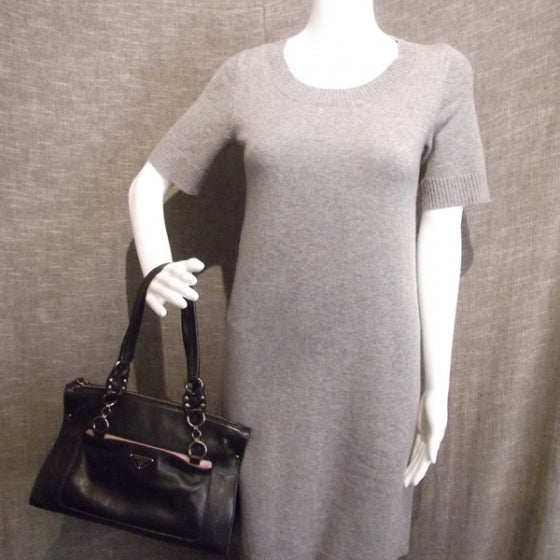 Leather Chain Tote Black