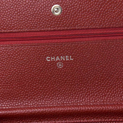 Chanel Caviar Quilted Wallet on Chain WOC Red 6 of 12