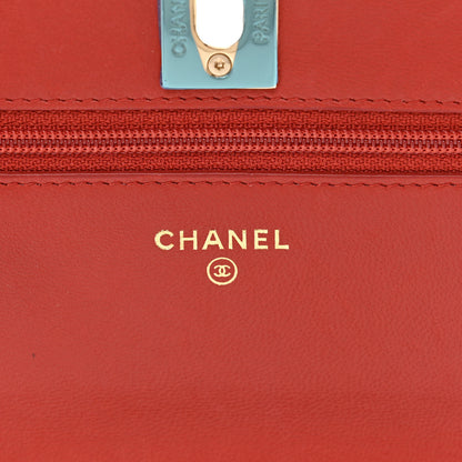 Chanel Lambskin Quilted Trendy CC Wallet On Chain WOC Red 7 of 15