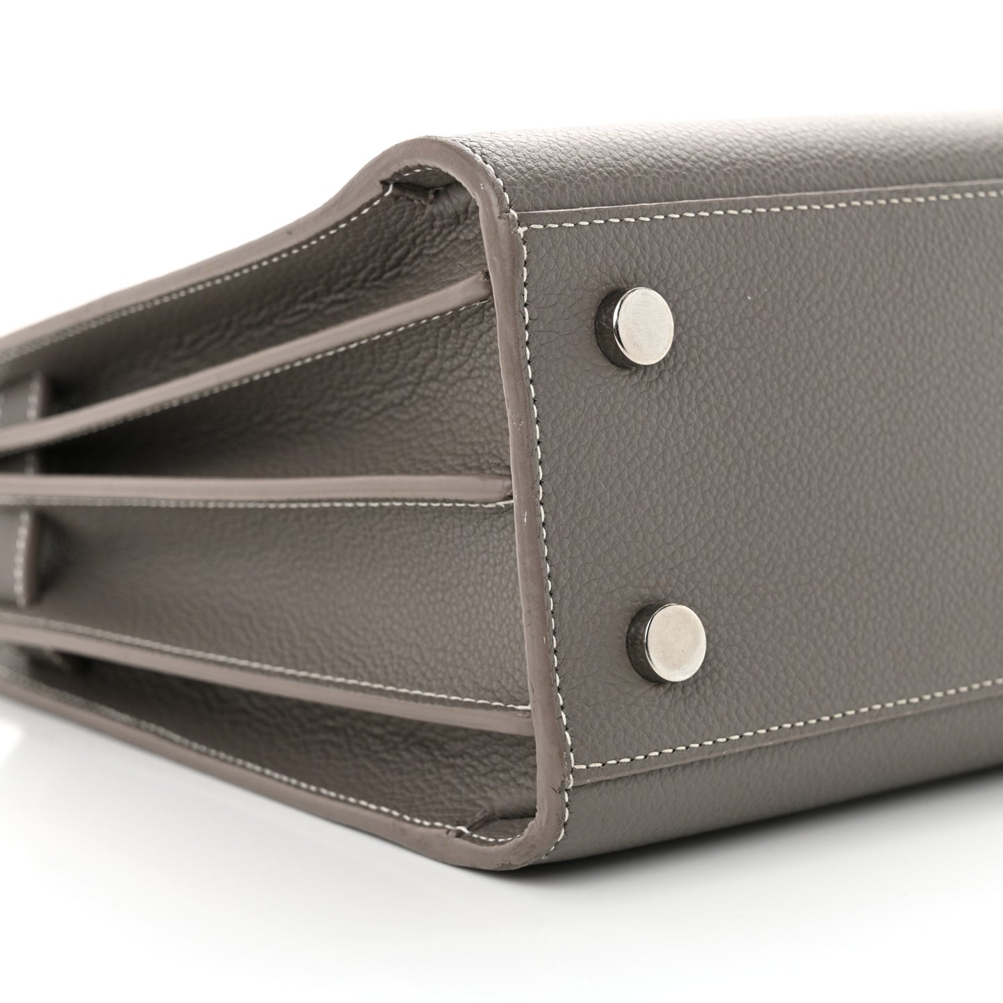 Grained Calfskin Topstich Baby Sac De Jour Grey
