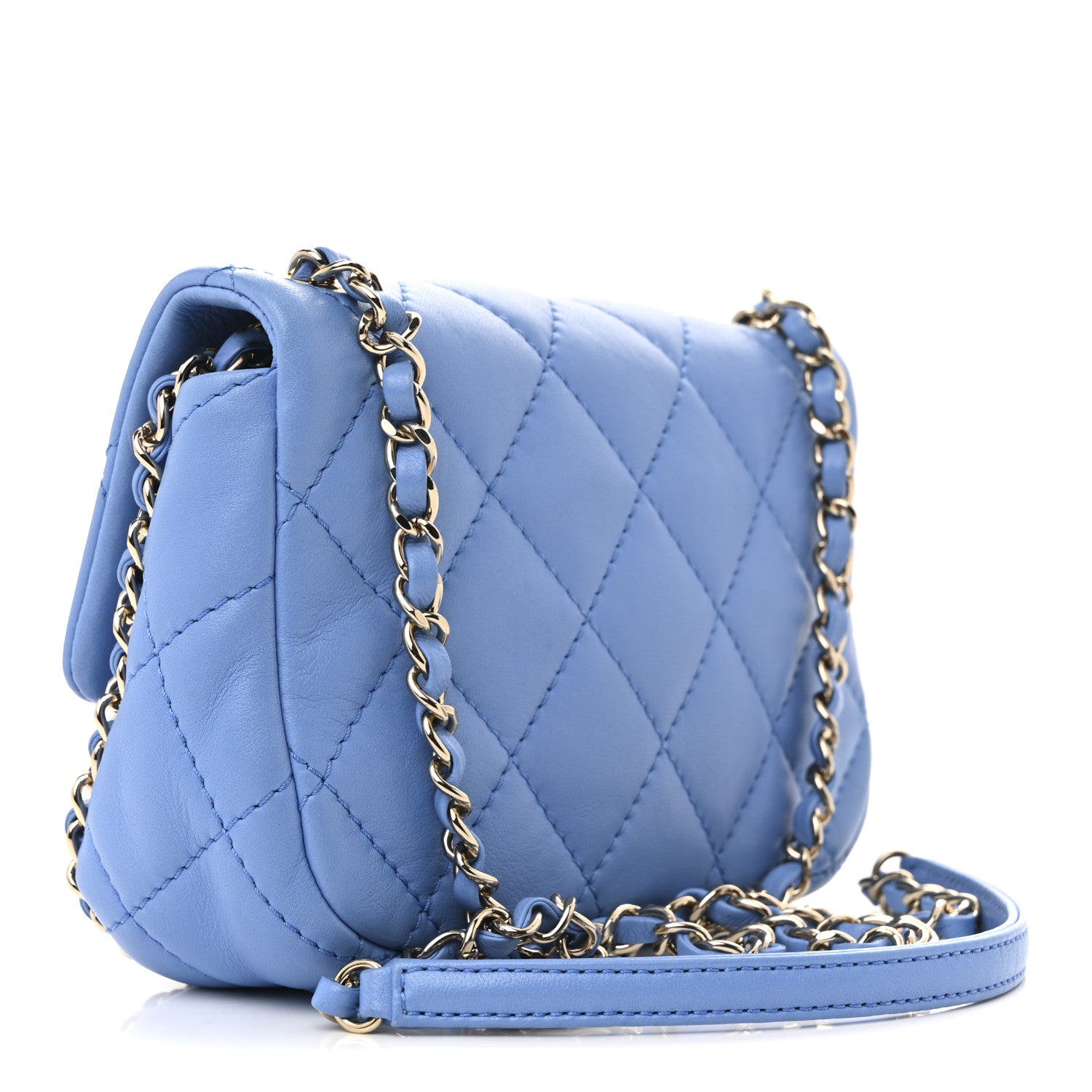 Chanel Lambskin Enamel Quilted Small Chain Frame Flap Blue 1776405