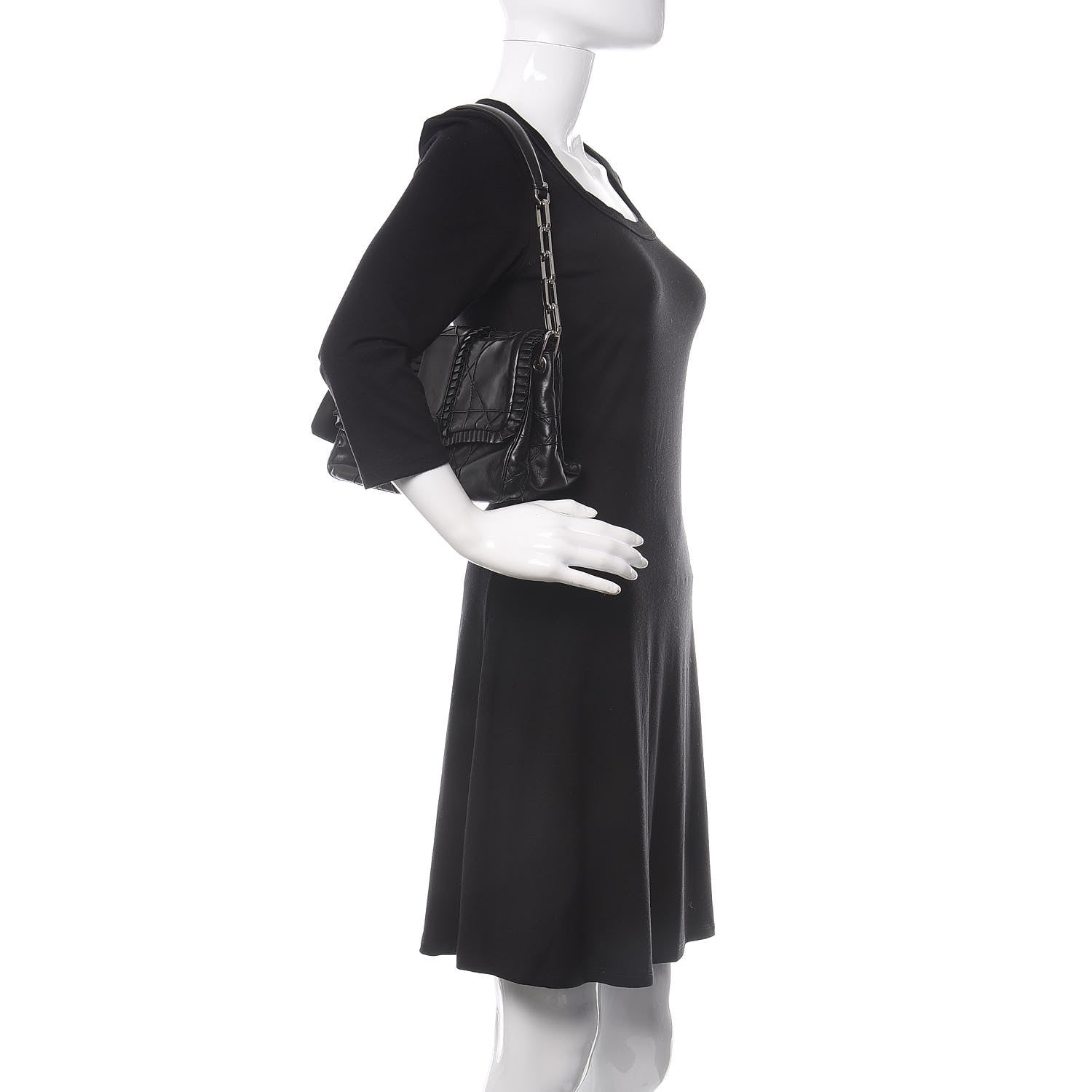 Christian Dior Lambskin Cannage Ruffle New Lock Flap Black 2 of 11