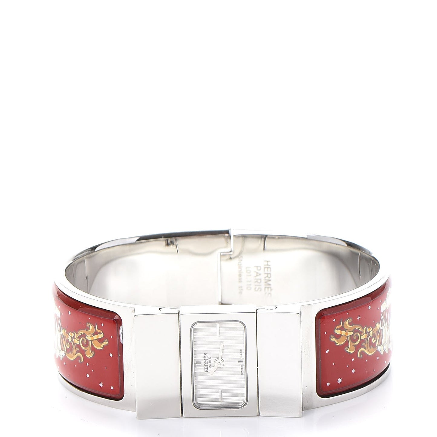 Stainless Steel Enamel 19mm Printed Horse Loquet Quartz Watch Red