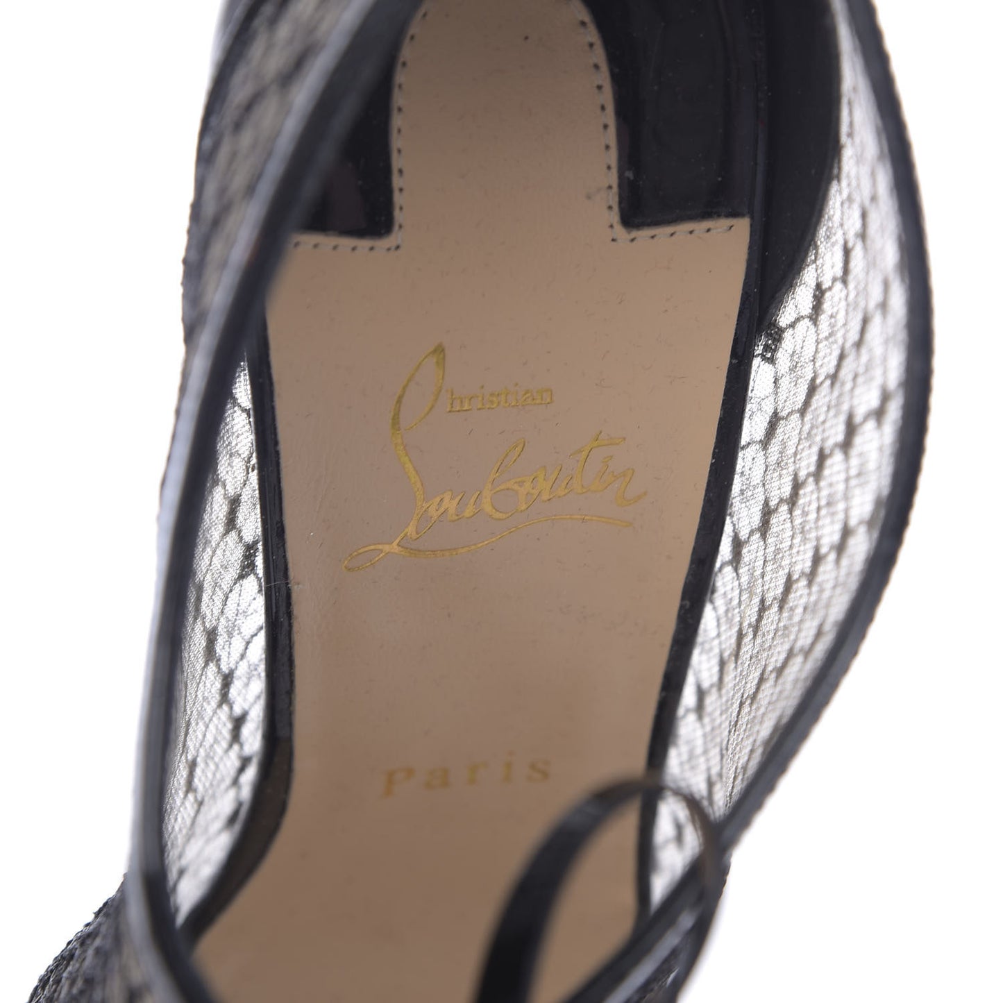 Patent Fishnet Lace Empiralta 120 Sandals 41.5 Black