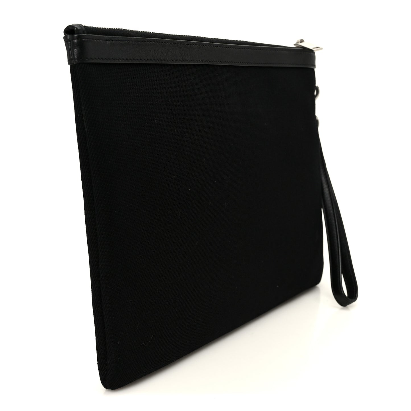 Linen Canvas Rive Gauche Zipped Pouch Black