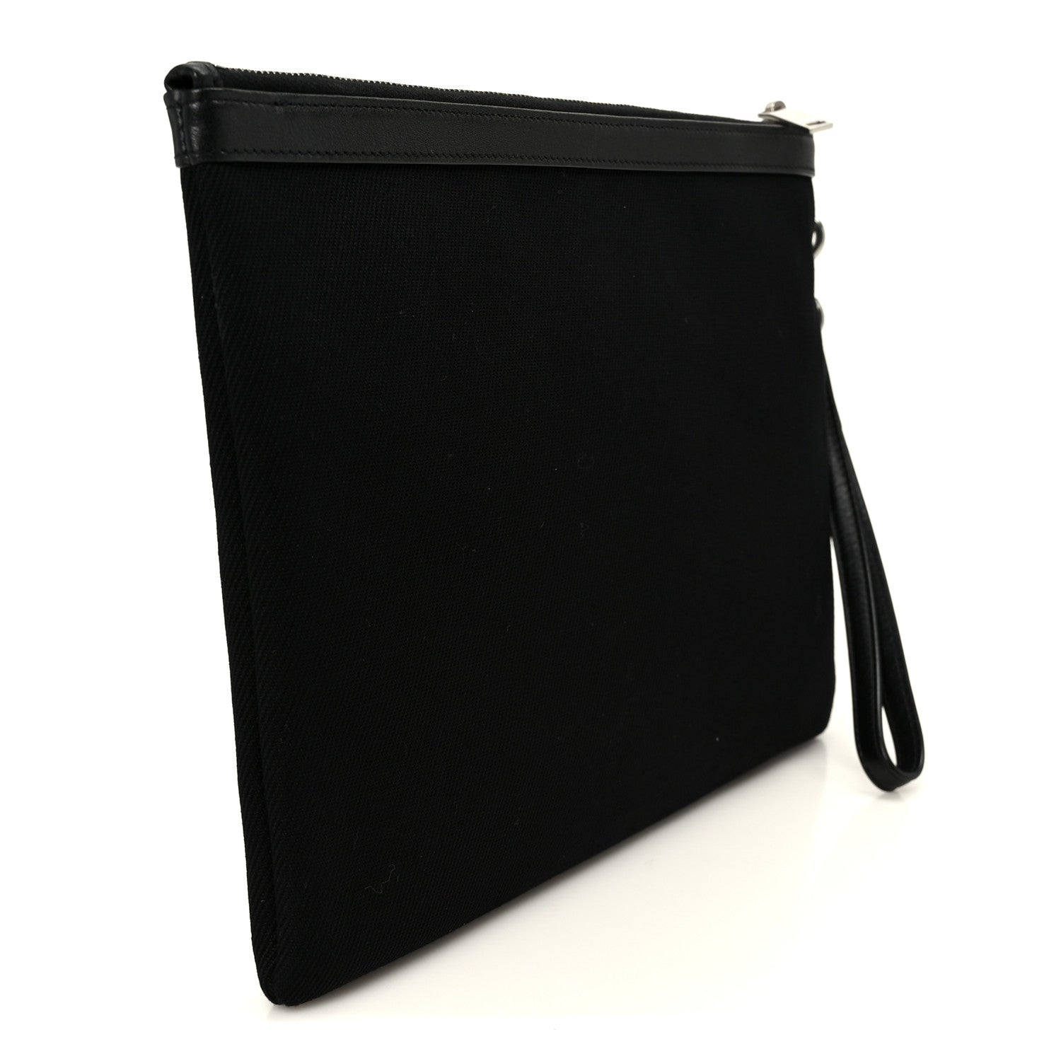 Saint Laurent Linen Canvas Rive Gauche Zipped Pouch Black 3 of 9
