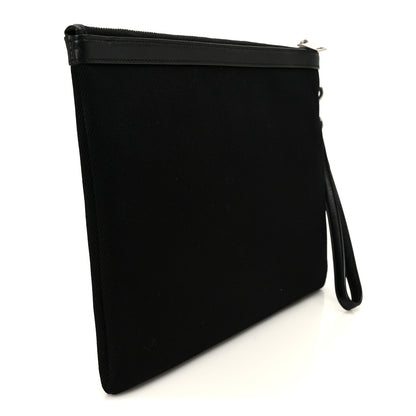 Saint Laurent Linen Canvas Rive Gauche Zipped Pouch Black 3 of 9