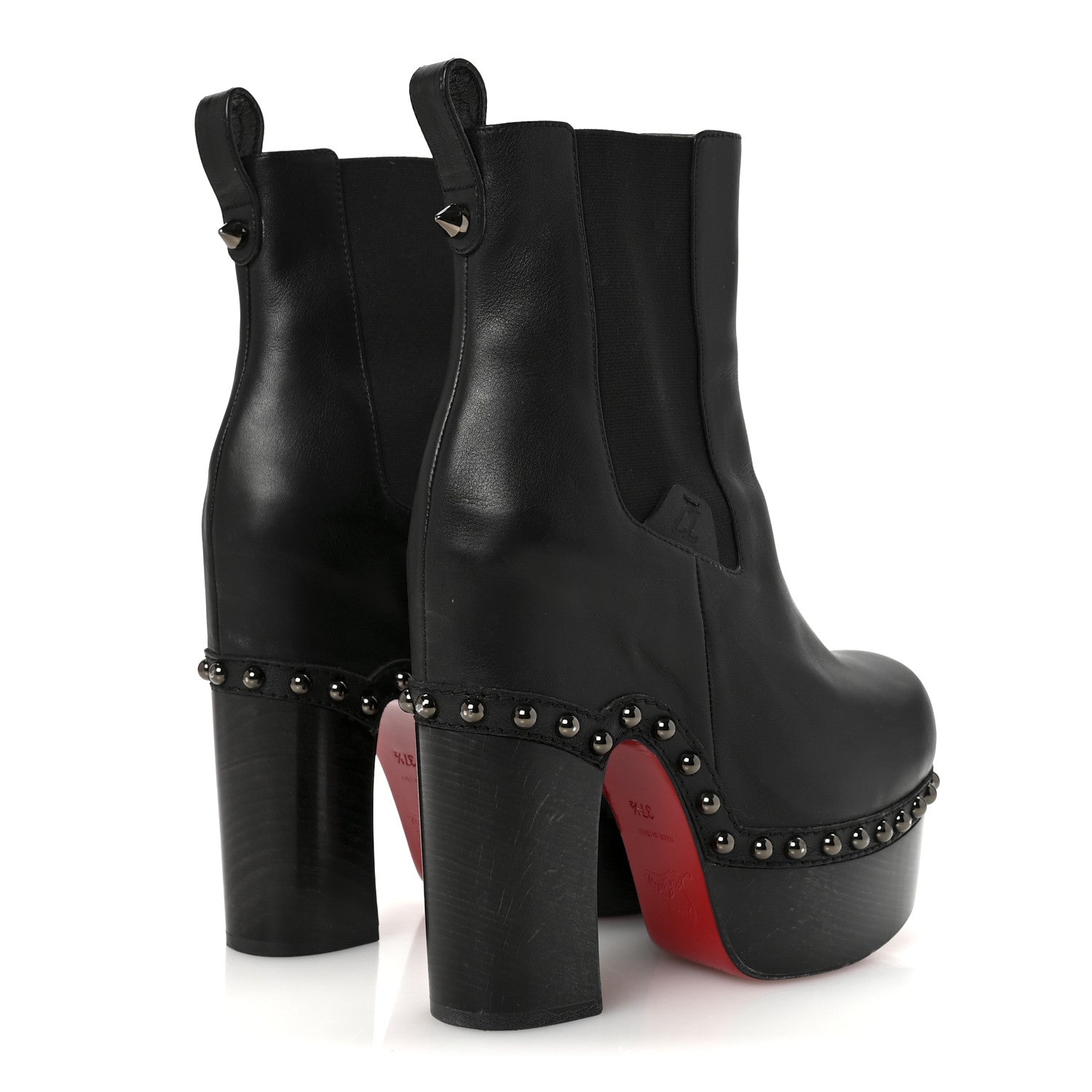 Christian Louboutin Calfskin Studded Joan 130 Booties 37.5 Black 5 of 8
