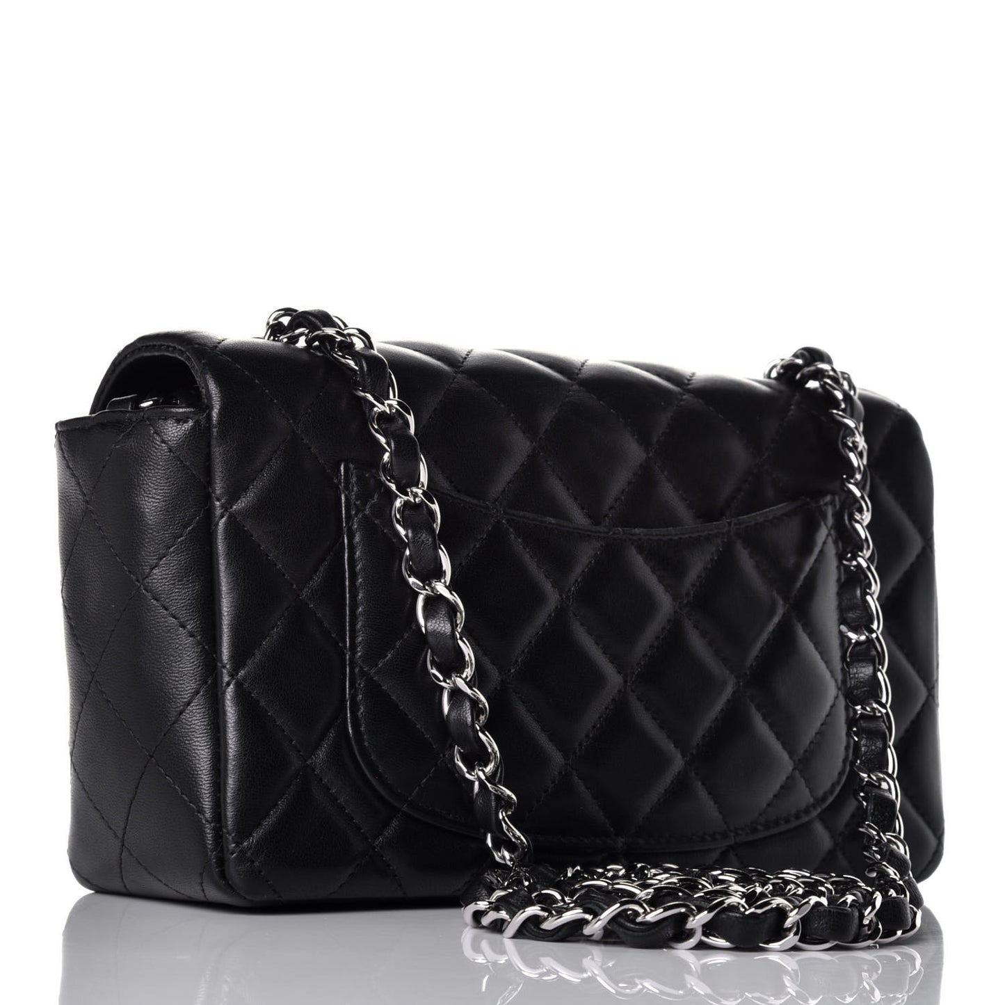 Lambskin Quilted Mini Rectangular Flap Black