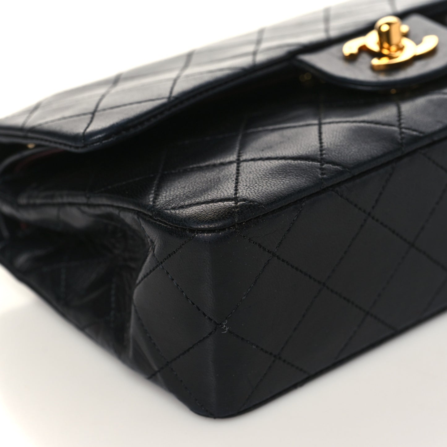 Lambskin Quilted Small Double Flap Black