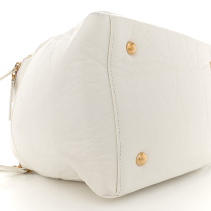 Chanel Aged Calfskin Quilted Double Sided Bowling Bag White 9 of 13