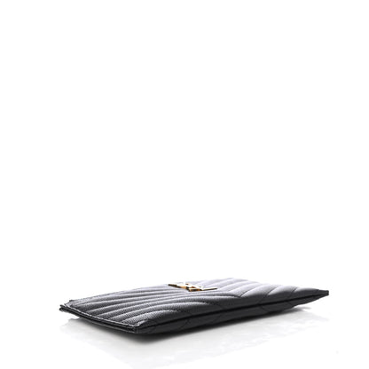 Saint Laurent Grain De Poudre Chevron Monogram Bill Pouch Black 4 of 7