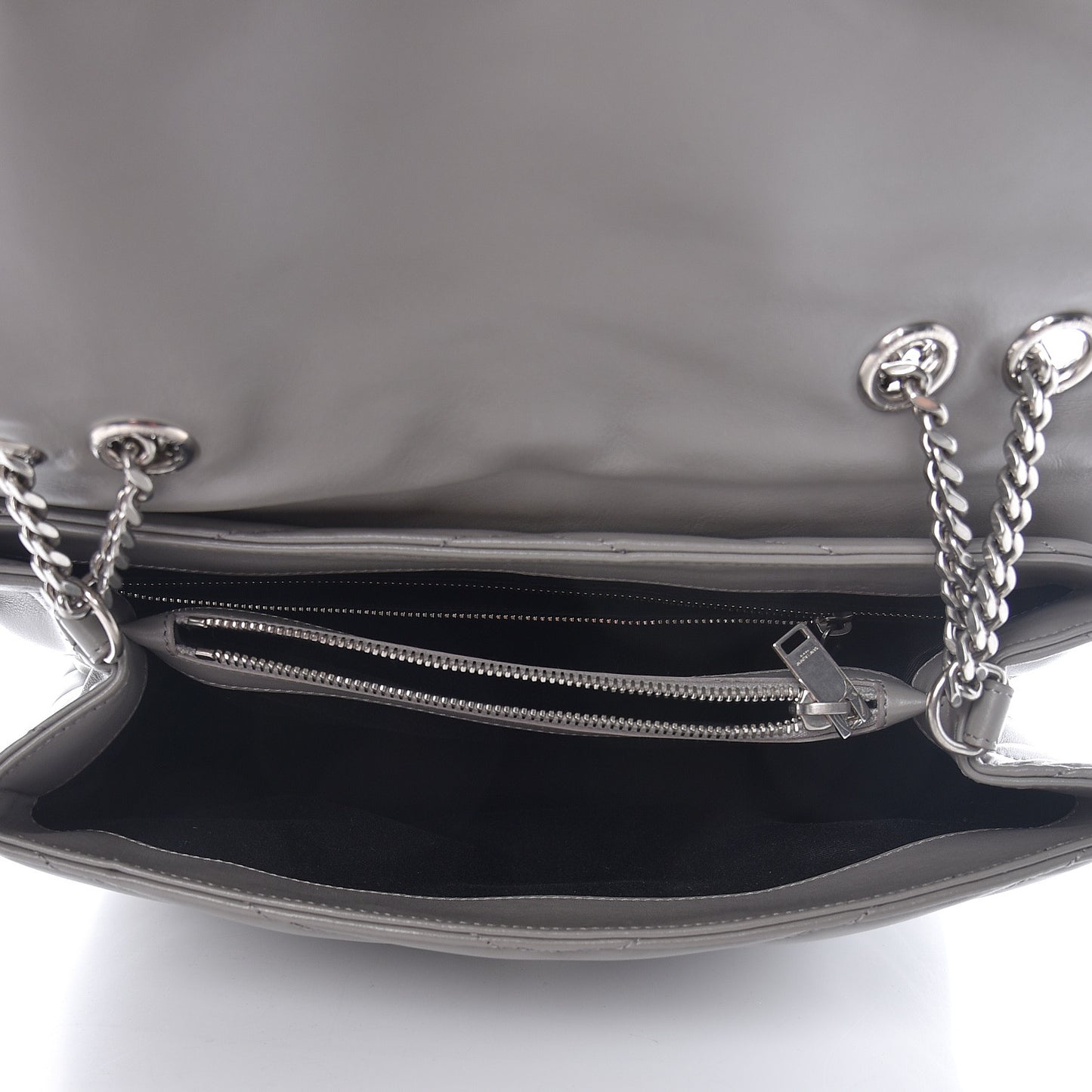 Calfskin Y Quilted Monogram Medium Loulou Chain Satchel Light Gray