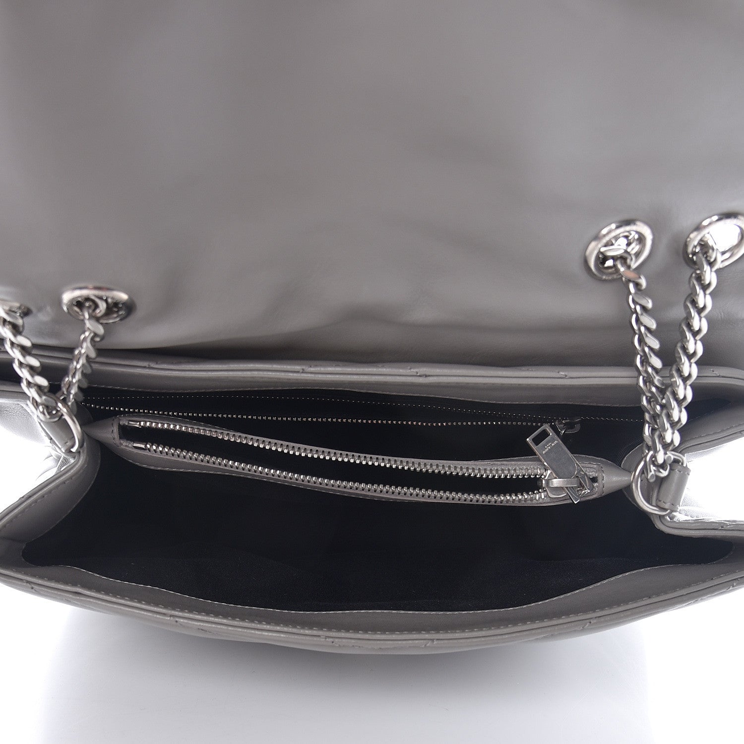 Saint Laurent Calfskin Y Quilted Monogram Medium Loulou Chain Satchel Light Gray 5 of 17