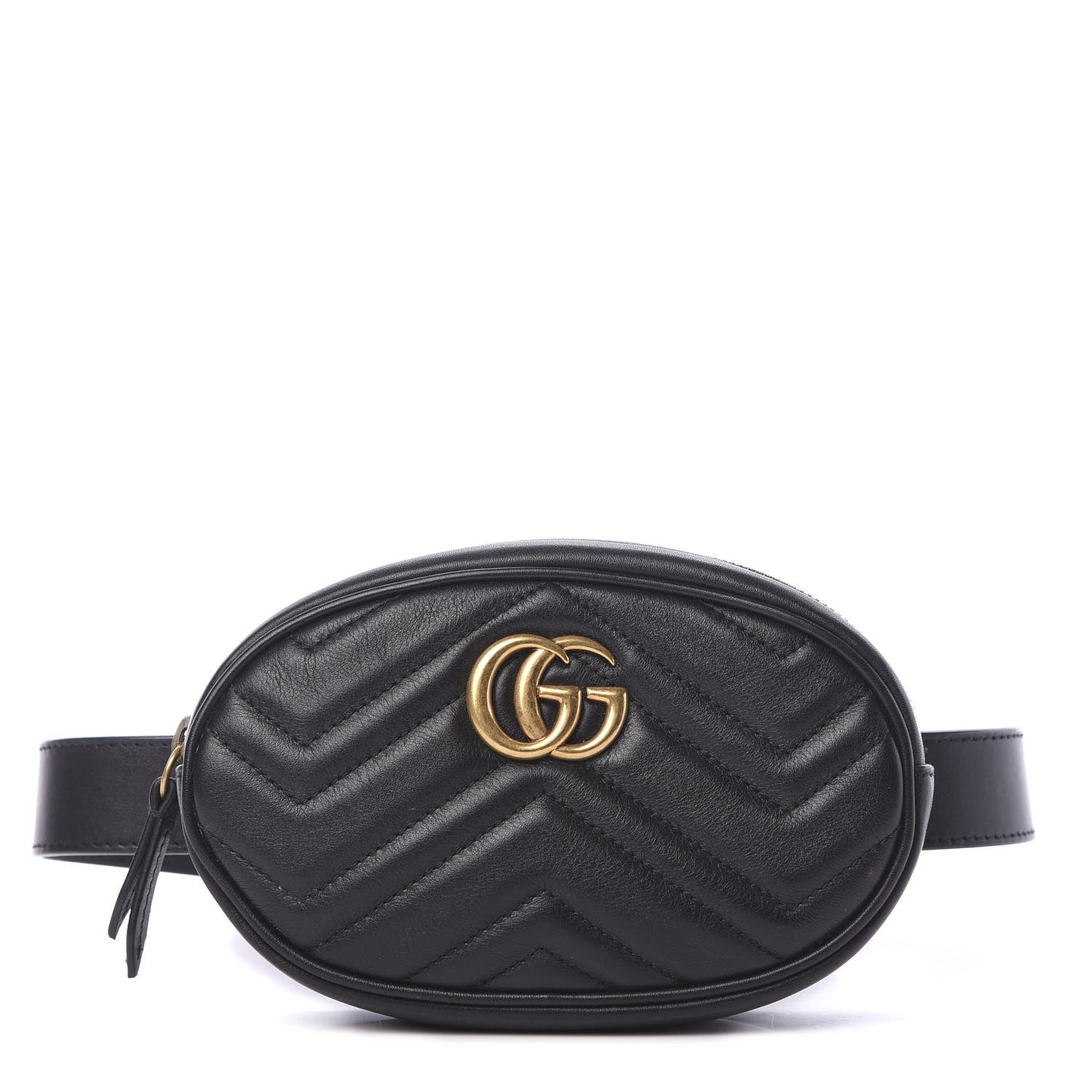 Gucci Calfskin Matelasse GG Marmont Belt Bag 105 42 Black 1 of 9