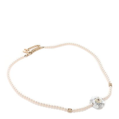 Chanel Pearl Crystal Camellia Chain Belt Gold White 1 of 3