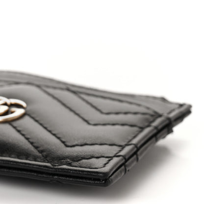 Gucci Calfskin Matelasse Chevron GG Marmont Key Case Card Holder Black 8 of 8