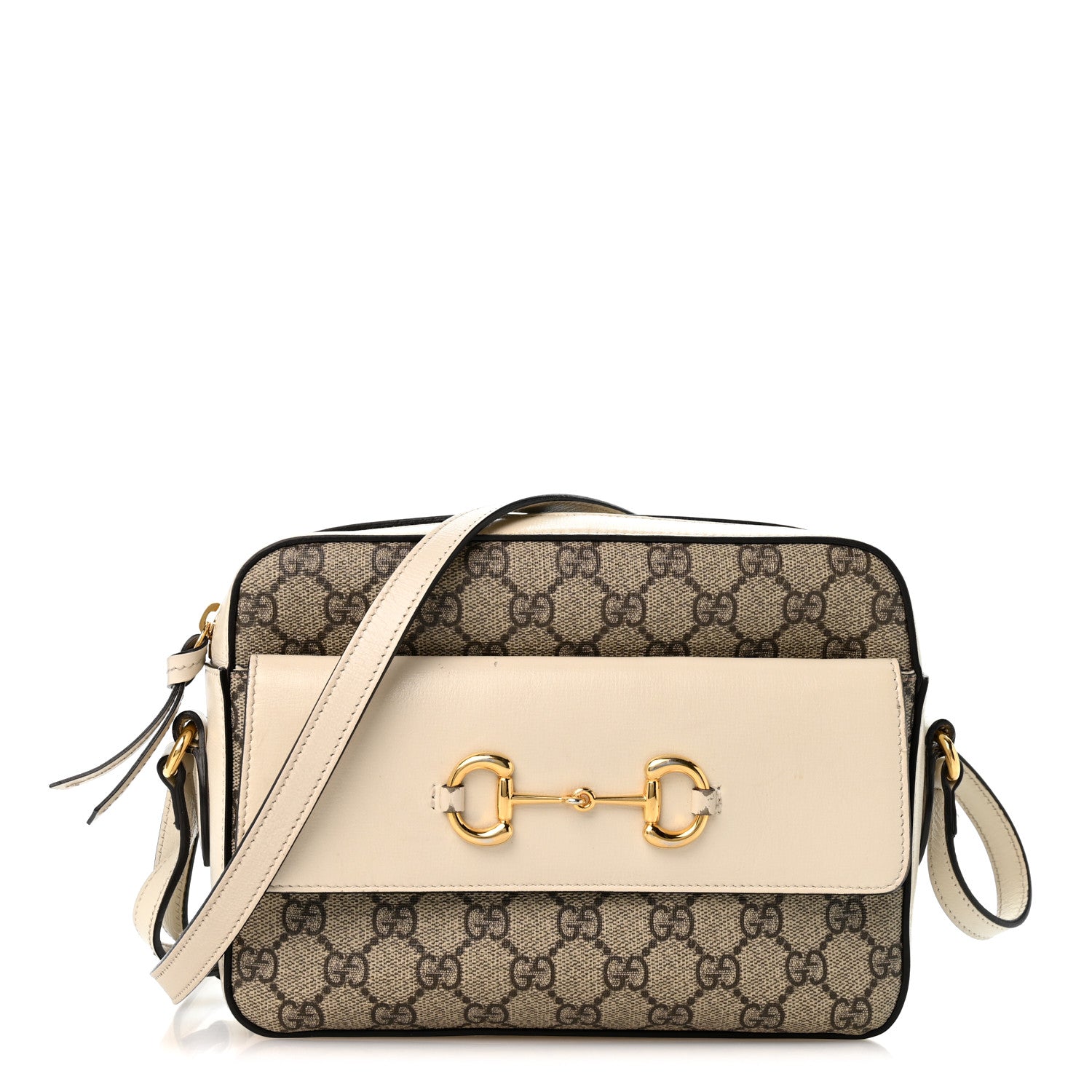 Gucci GG Supreme Monogram Small Horsebit 1955 Shoulder Bag Beige Mystic White 1 of 14
