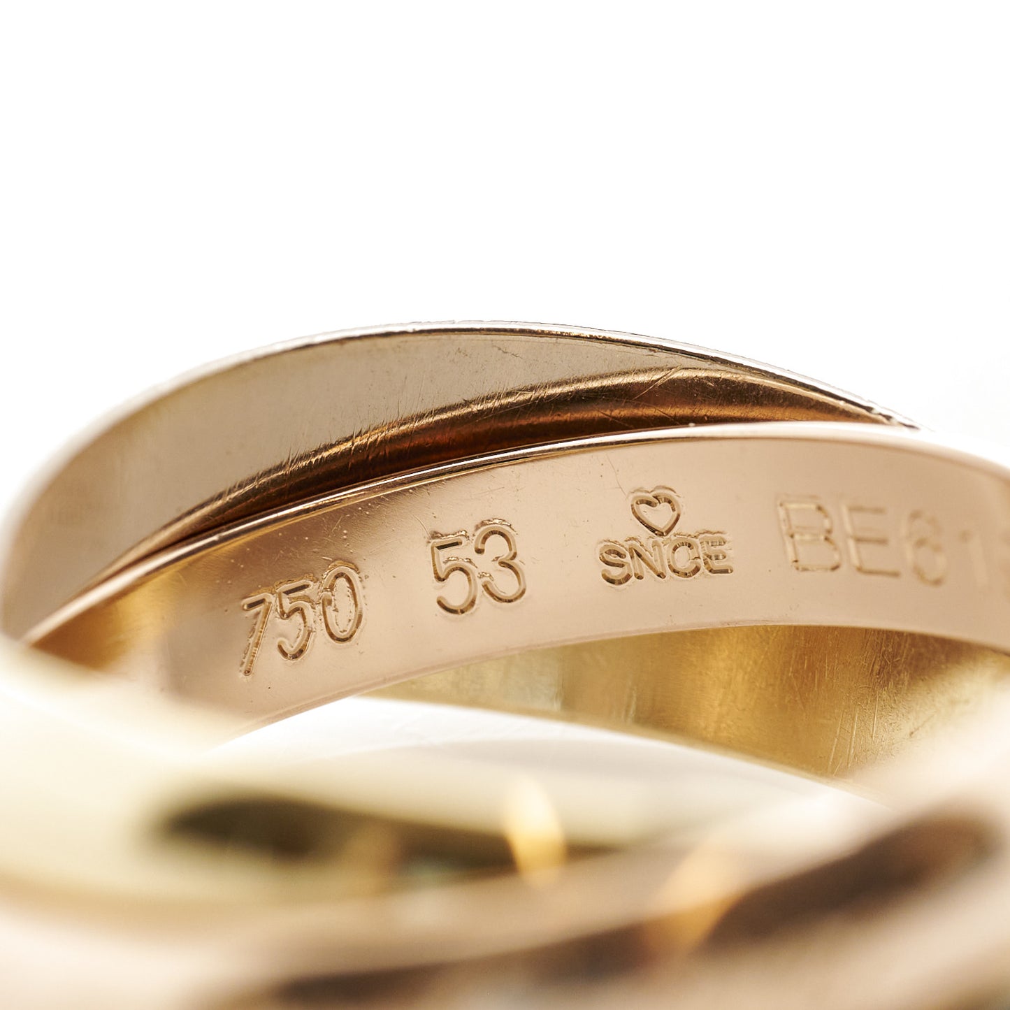 18K Pink Yellow White Gold Classic Les Must De Cartier Trinity Ring 53 6.25