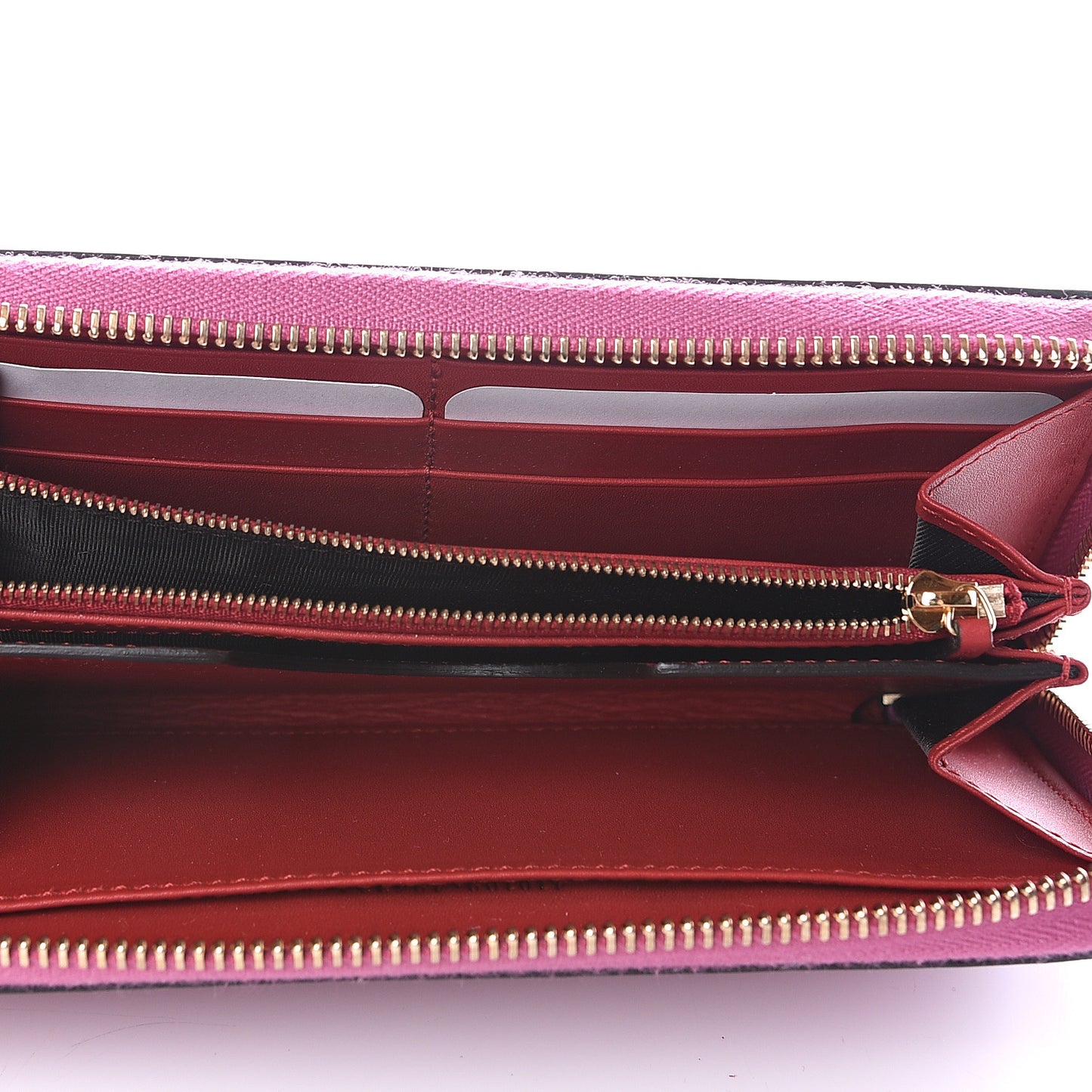 Moon Calfskin Zip Around Wrist Wallet New Rosette Hibiscus Red