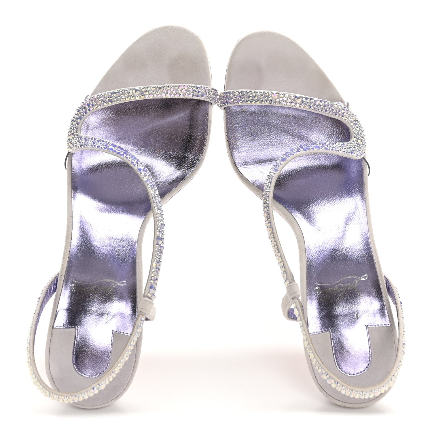 Christian Louboutin Suede Crystal Strass Rosalie 100 Sandals 40 Lilac Smoke 2 of 9