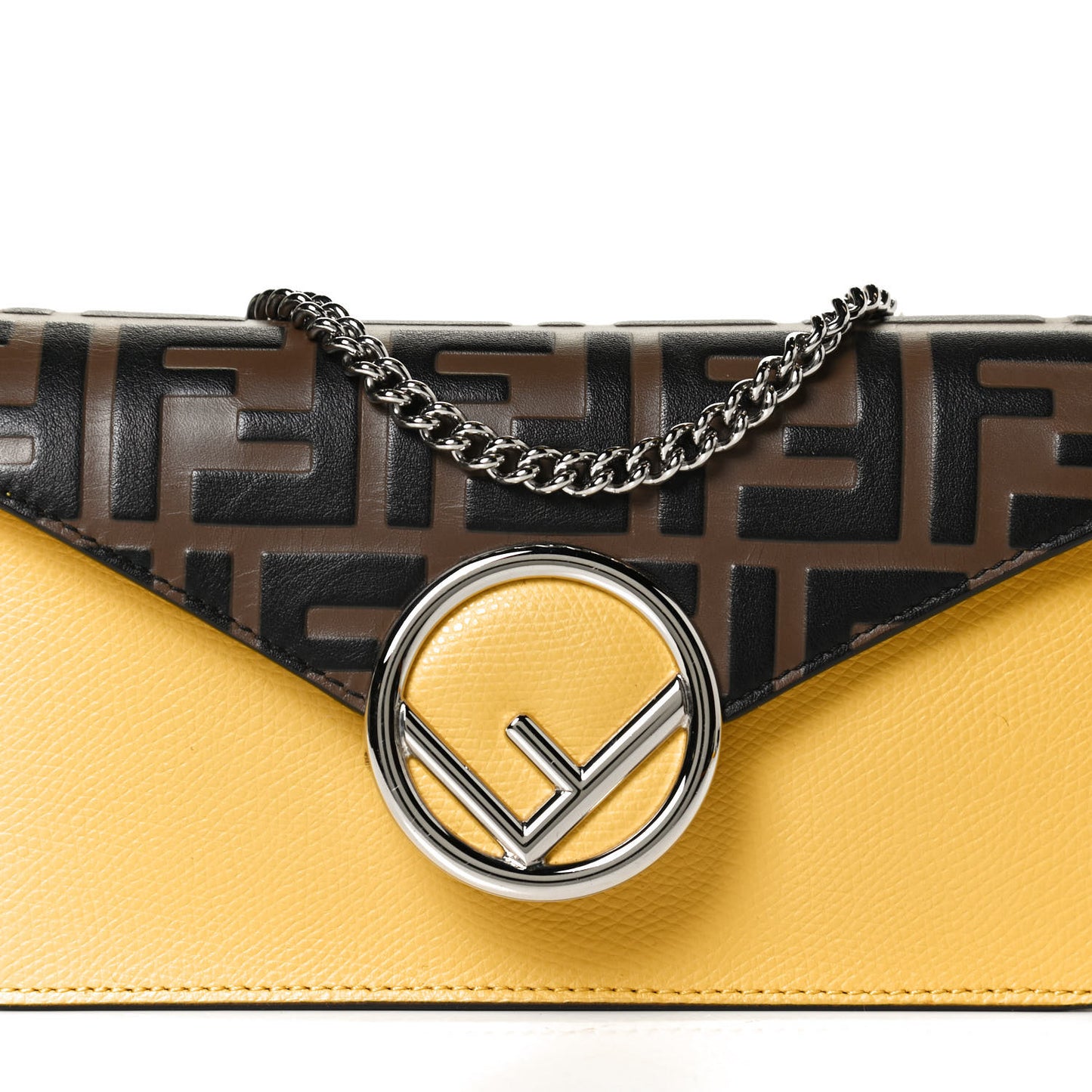Vitello Cruise F is Fendi Bi-Color FF 1974 Embossed Envelope Belt Bag Maya Black Sunflower