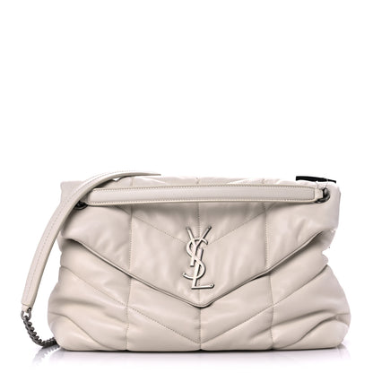 Saint Laurent Lambskin Quilted Medium Loulou Puffer Monogram Chain Satchel Crema Soft 1 of 13