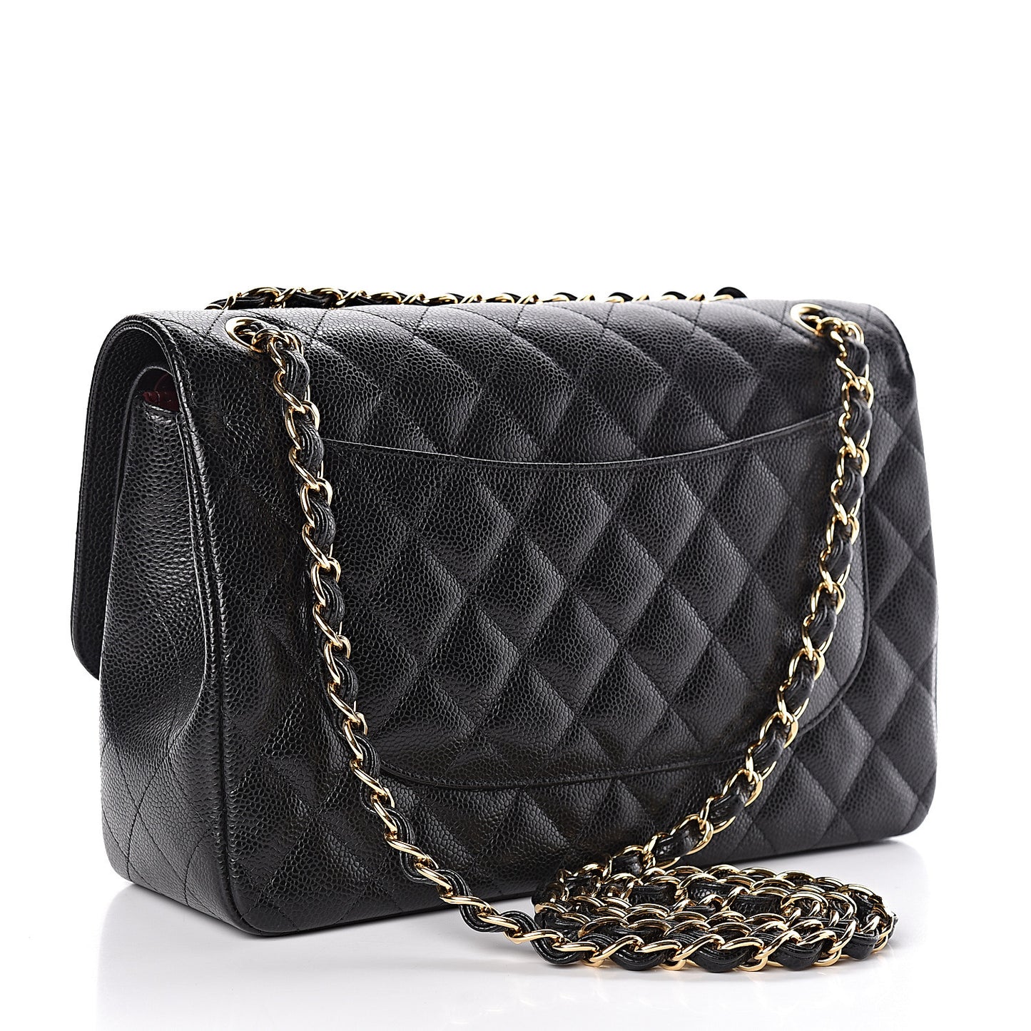 Caviar Quilted Jumbo Double Flap Black