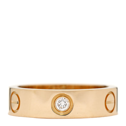 Cartier 18K Yellow Gold 3 Diamond 5.5mm LOVE Ring 56 7.5 1 of 4