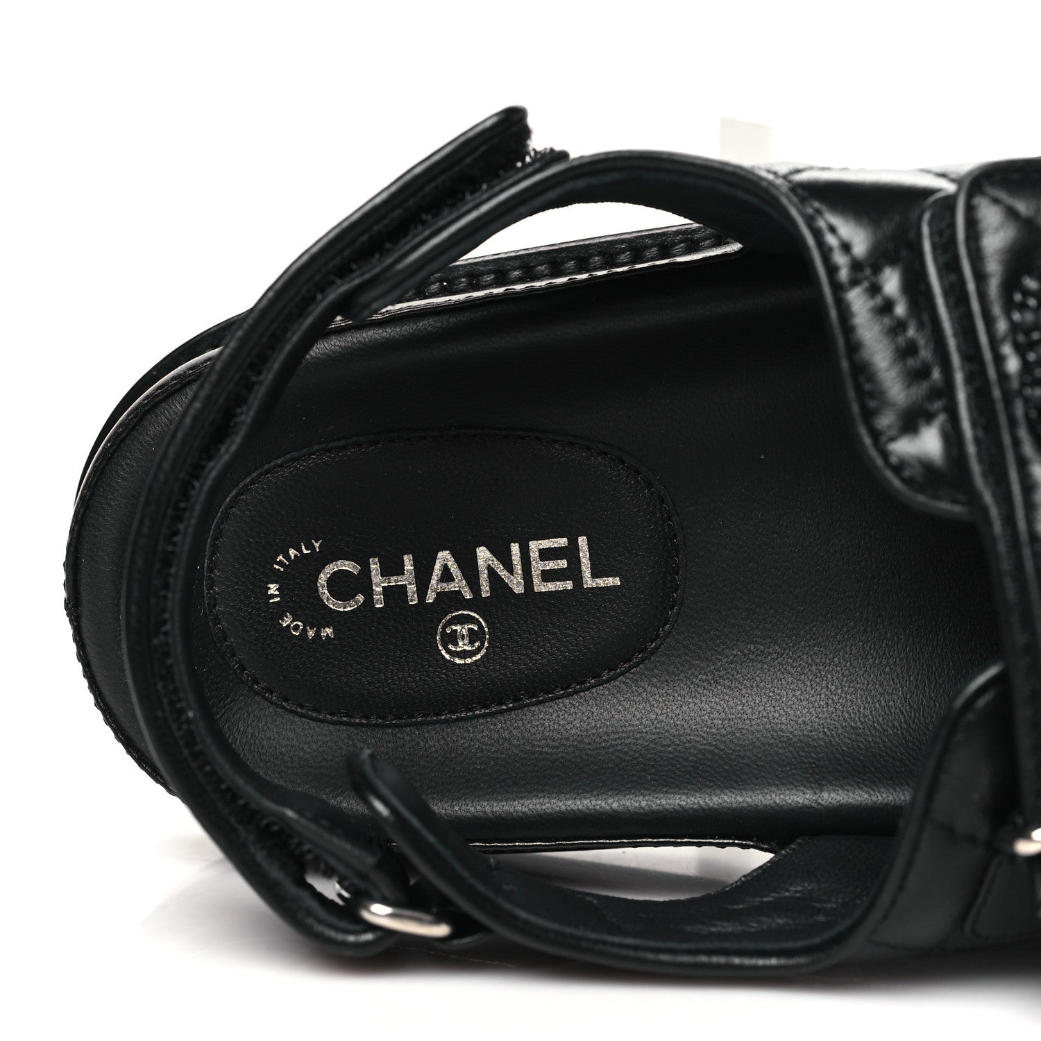 Chanel Lambskin Velcro Dad Sandals 40 Black 8 of 9