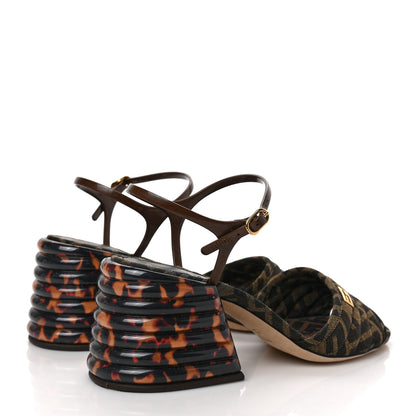Fendi Jacquard Calfskin FF Tortoise Promenade Ankle Strap Loafer Pumps 38 Tobacco 4 of 7