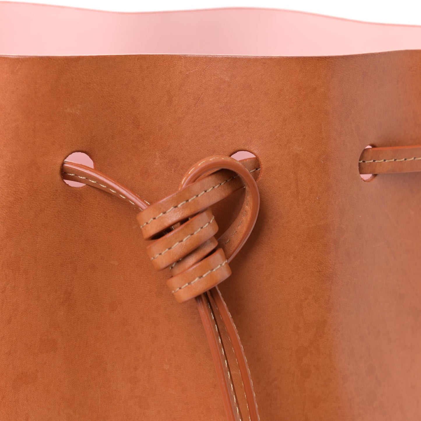 Calfskin Mini Bucket Bag Cammello Rosa