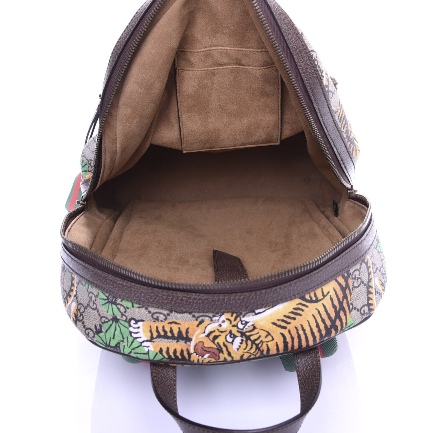 GG Supreme Monogram Bengal Web Day Backpack Beige Yard