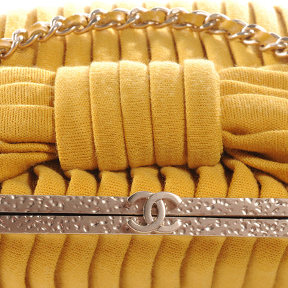 Chanel Pleated Jersey Bow Clutch Yellow 4 of 9