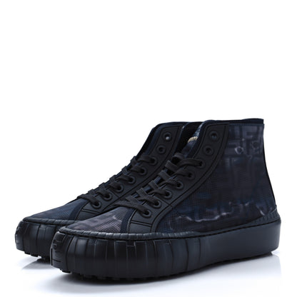 Fendi Fabric Jacquard FF Mens Force High Top Sneakers 8 Black Blue 3 of 6