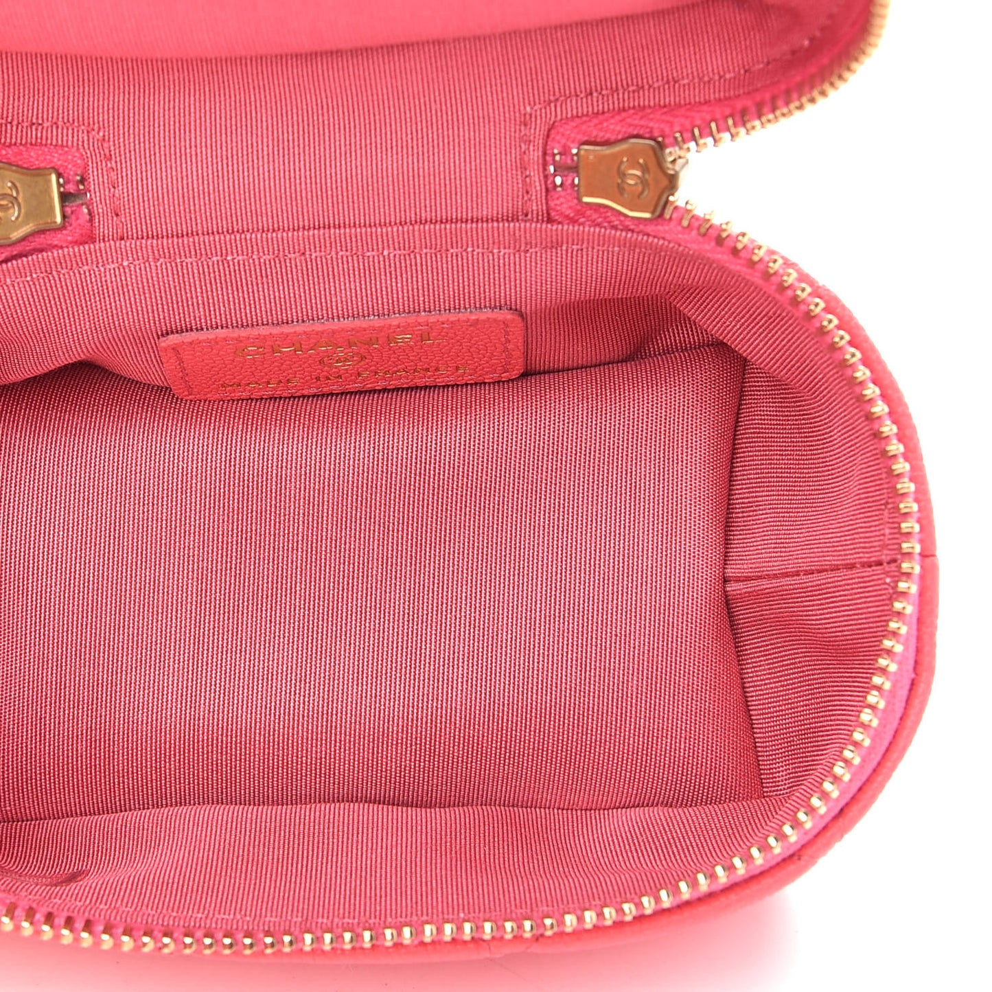 Caviar Quilted Mini Top Handle Vanity With Chain Pink