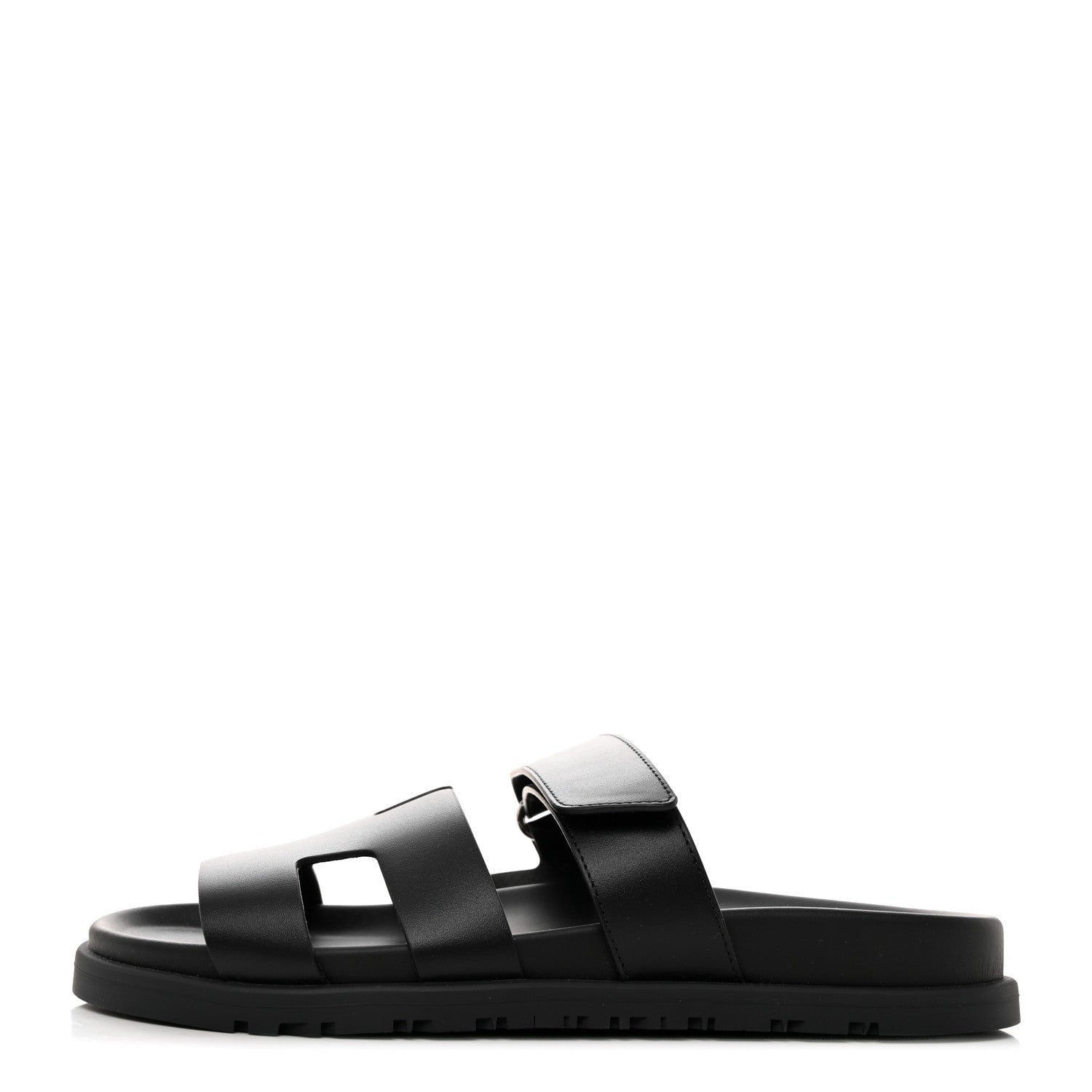 Hermes Calfskin Womens Chypre Sandals 37 Black 1 of 9