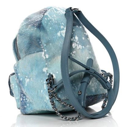 Chanel Sequin Tri-color Waterfall Backpack Light Blue 2 of 5