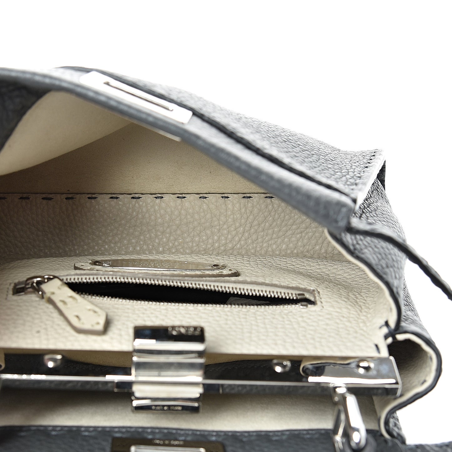 Cuoio Romano Selleria Bi-Color Mini Peekaboo Iconic Satchel Asfalto Latte