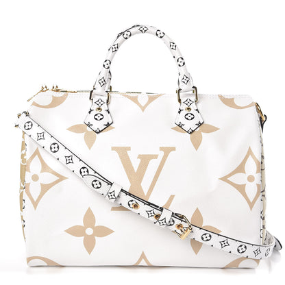 Louis Vuitton Monogram Giant Speedy Bandouliere 30 Kaki Beige 1 of 6