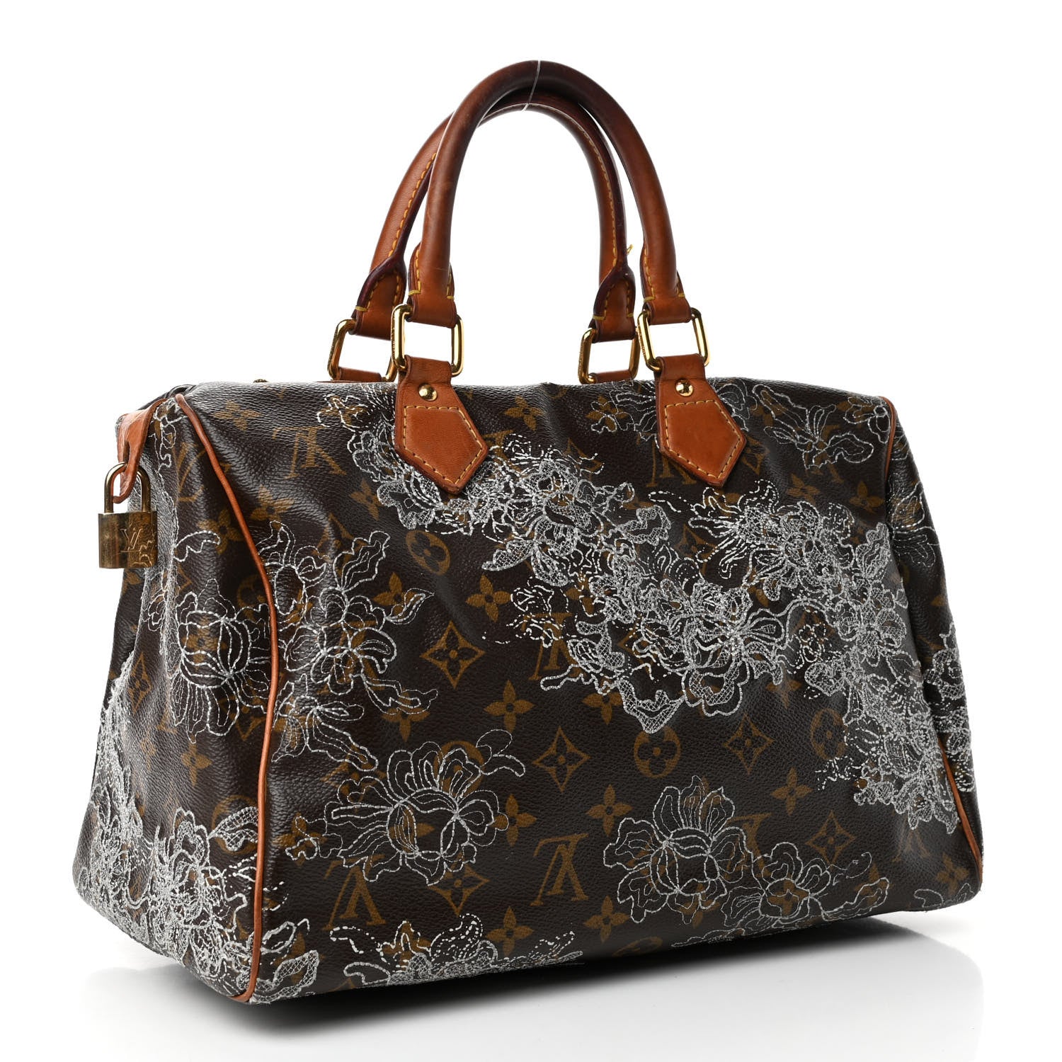 Louis Vuitton Monogram Dentelle Speedy 30 Silver 2 of 4