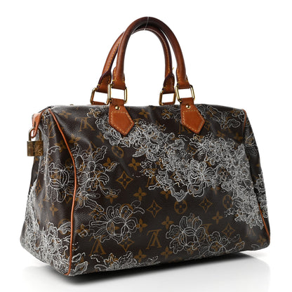 Louis Vuitton Monogram Dentelle Speedy 30 Silver 2 of 4