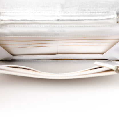 Chanel Nylon Travel Wallet On Chain WOC Metallic Silver 5 of 16
