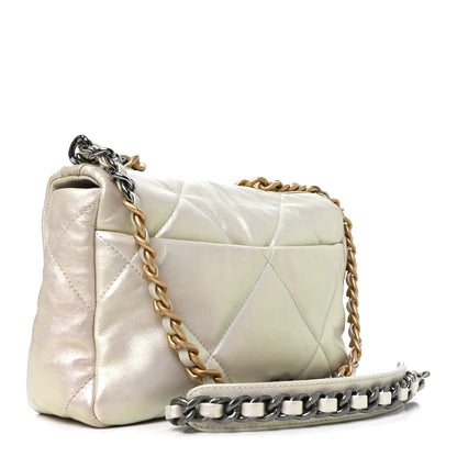 Chanel Iridescent Calfskin Quilted Medium Chanel 19 Flap White 3 of 10