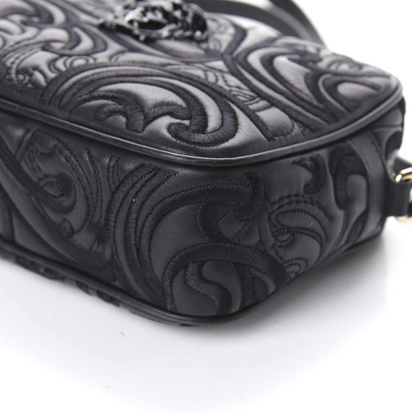 Nappa Embroidered Baroque Palazzo Camera Bag Black
